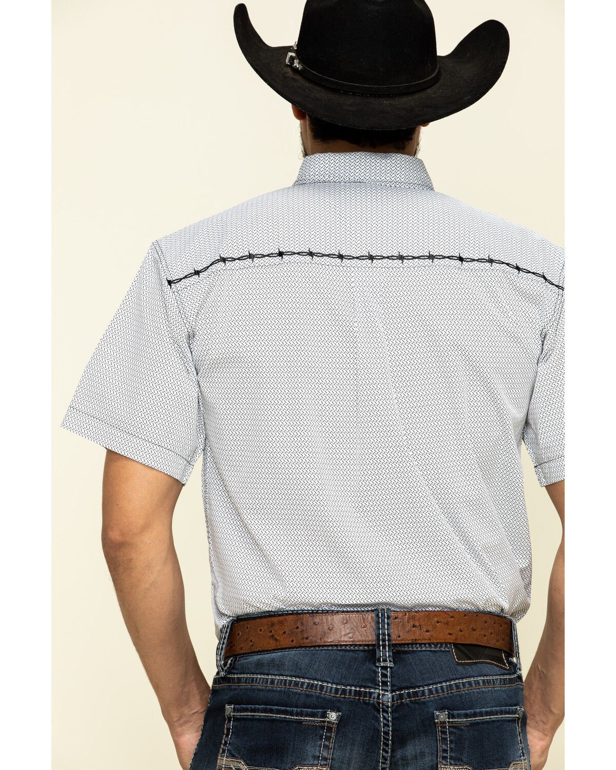 Image #2 - Cowboy Hardware Men's White Little Zig Geo Print Short Sleeve Western Shirt, White, hi-res
