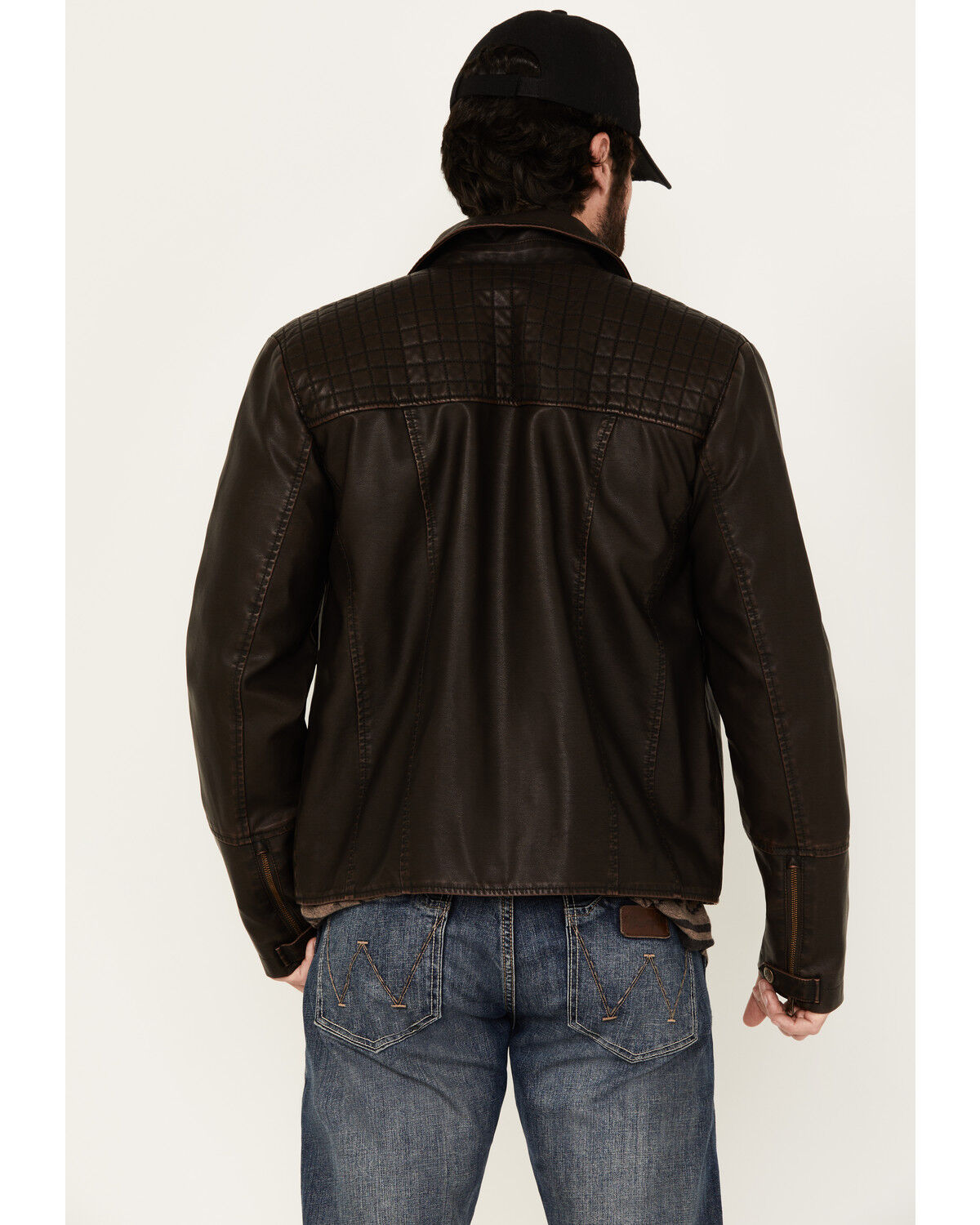 Image #4 - Moonshine Spirit Men's Outlaw Faux Leather Moto Biker Jacket, Dark Brown, hi-res