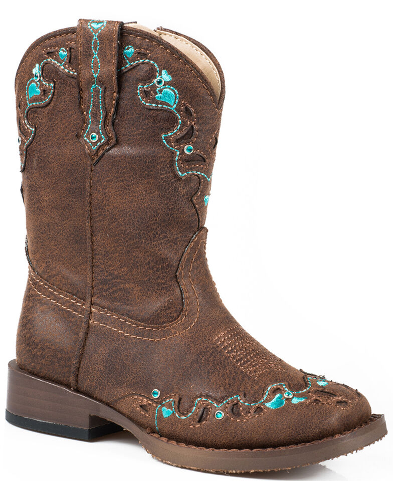 Roper Toddler Girls' Brown Vintage Crystal Cowgirl Boots - Square Toe | Sheplers