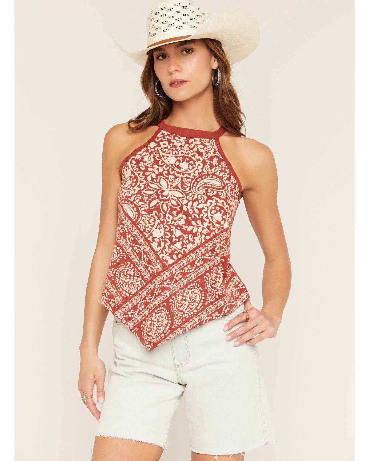 Image #1 - Shyanne Women's Ravello Bandana Print Tank, Chilli, hi-res