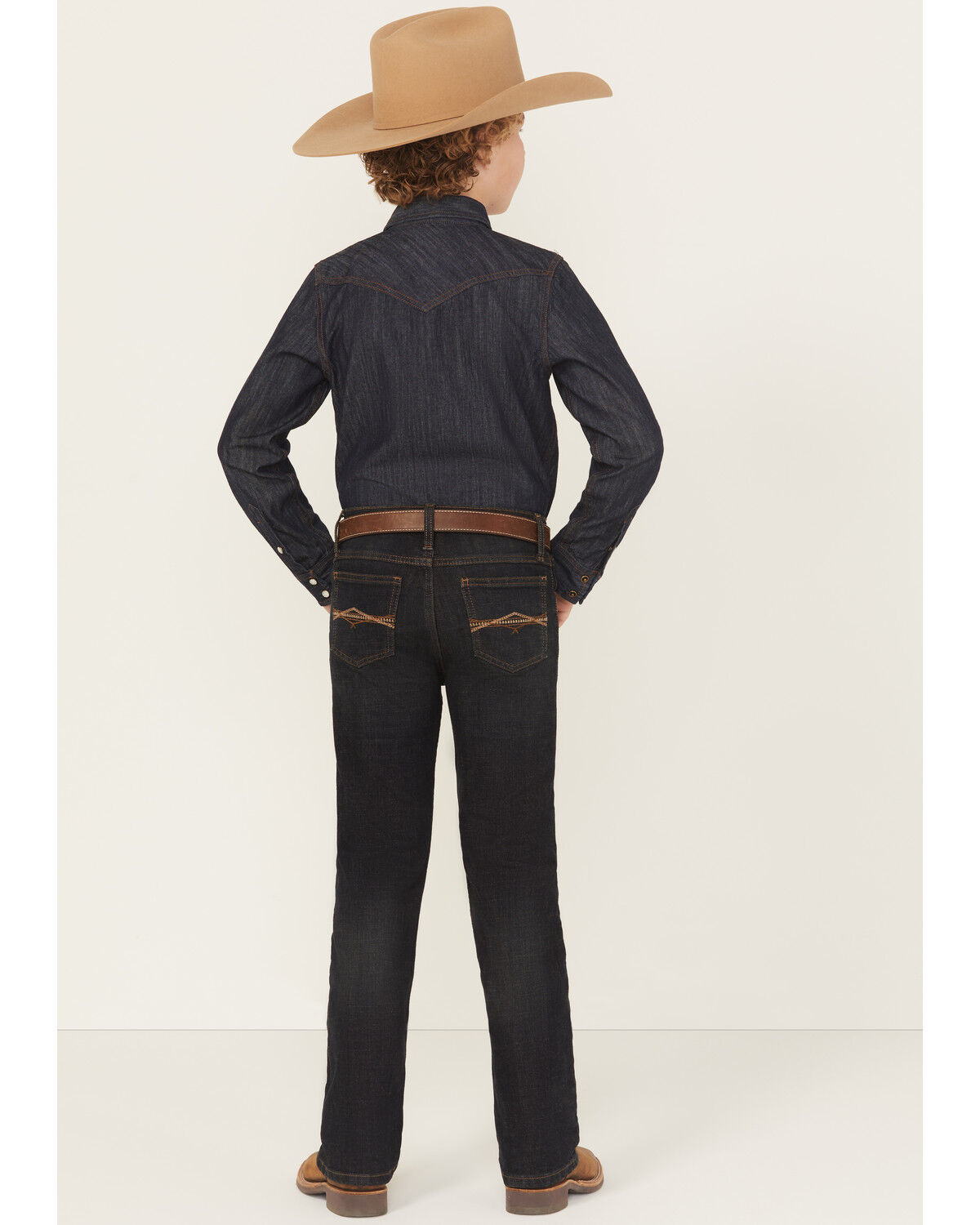 Image #3 - Wrangler Boys' Dark Wash Bootcut Denim Jeans, Dark Wash, hi-res