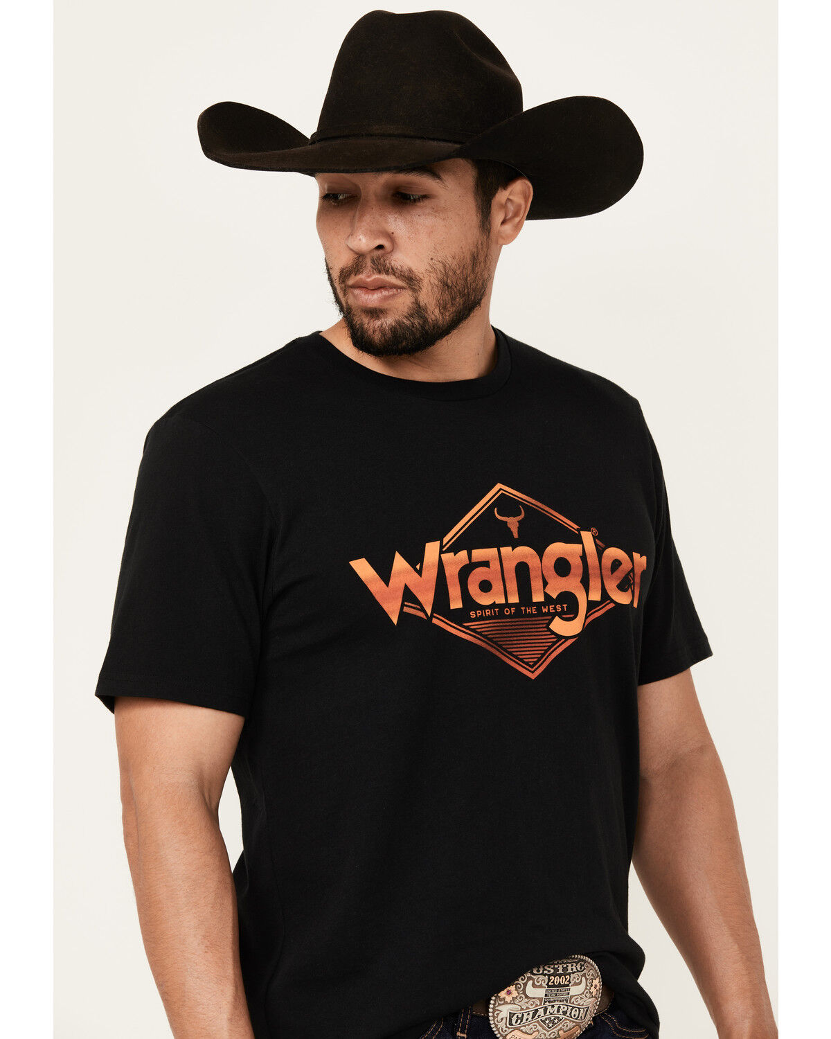 Image #2 - Wrangler Men's Boot Barn Exclusive Diamond Logo Print Short Sleeve Graphic T-Shirt, Black, hi-res
