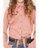Image #3 - Shyanne Girls' Casey Faux Suede Embroidered Fringe Long Sleeve Western Shirt, Mauve, hi-res