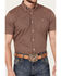 Image #3 - RANK 45® Men's Baytown Geo Print Short Sleeve Button-Down Western Shirt, Brick Red, hi-res