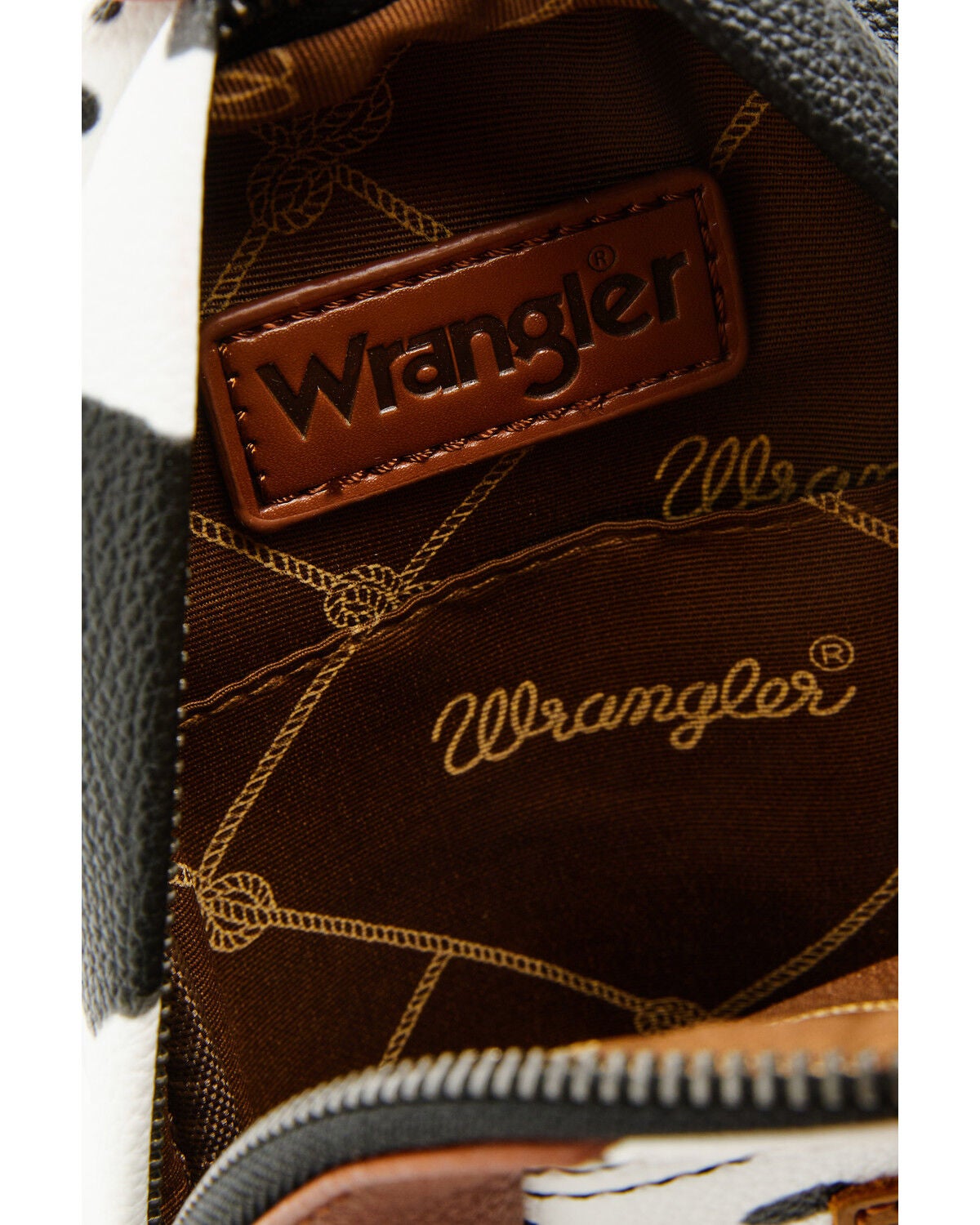 Image #5 - Wrangler Women's Boot Barn Exclusive Daisy Cow Print Sling Bag, Brown, hi-res