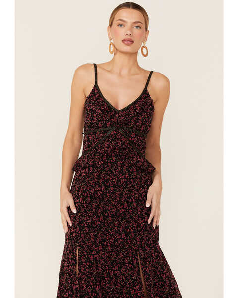 Lovestitch Women's Floral Ruffle Tank Dress, Cherry, hi-res