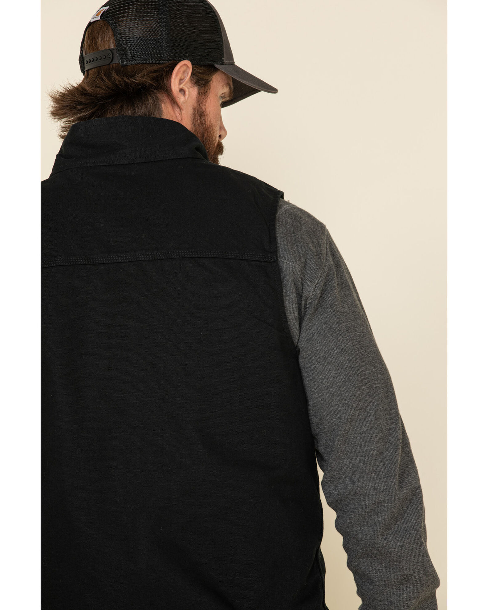 Image #5 - Carhartt Men's Washed Duck Sherpa Lined Mock Neck Loose Fit Work Vest, Black, hi-res