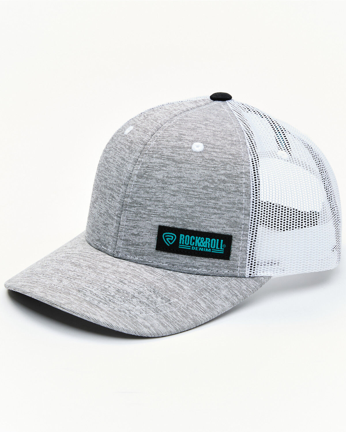 Image #1 - Rock & Roll Denim Men's Corner Logo Patch Mesh-Back Ball Cap, Grey, hi-res