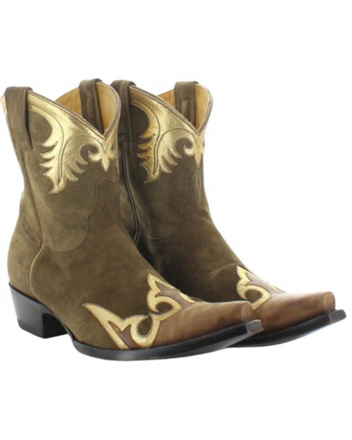 Image #1 - Old Gringo Women's Nevada Overlay Suede Western Booties - Snip Toe, Brown, hi-res