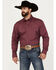 Image #1 - George Strait by Wrangler Men's Solid Long Sleeve Button-Down Western Shirt - Tall, Wine, hi-res