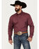 Image #1 - George Strait by Wrangler Men's Solid Long Sleeve Button-Down Western Shirt - Tall , Wine, hi-res