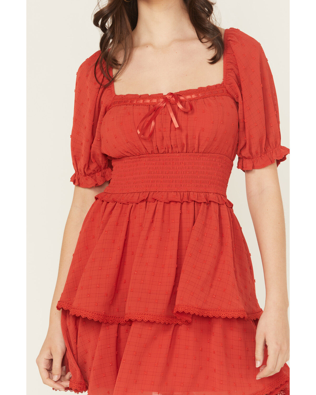 Image #3 - Ash & Violet Women's Cliff Dot Short Sleeve Mini Dress, Red, hi-res