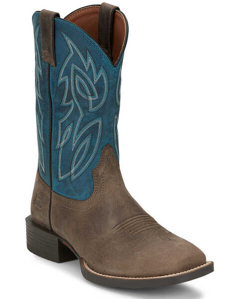 Image #1 - Justin Men's Canter Western Boots - Broad Square Toe, Grey, hi-res