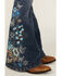 Image #2 - Shyanne Little Girls' Althea Floral Embroidered Flare Stretch Denim Jeans, Medium Wash, hi-res