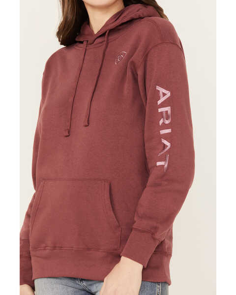 Image #3 - Ariat Women's Boot Barn Exclusive Embroidered Logo Hoodie, Maroon, hi-res