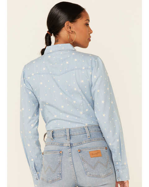 Image #4 - Cotton & Rye Outfitters Women's Chambray Stars At Night Print Long Sleeve Snap Western Shirt , , hi-res