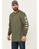 Image #4 - Ariat Men's FR Roughneck Skull Logo Long Sleeve Work T-Shirt, Green, hi-res
