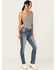 Image #3 - Miss Me Women's Dark Wash Mid Rise Skinny Stretch Denim Jeans, Dark Wash, hi-res