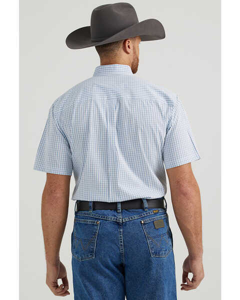 Image #3 - George Strait by Wrangler Men's Plaid Print Short Sleeve Button-Down Stretch Western Shirt - Tall , White, hi-res