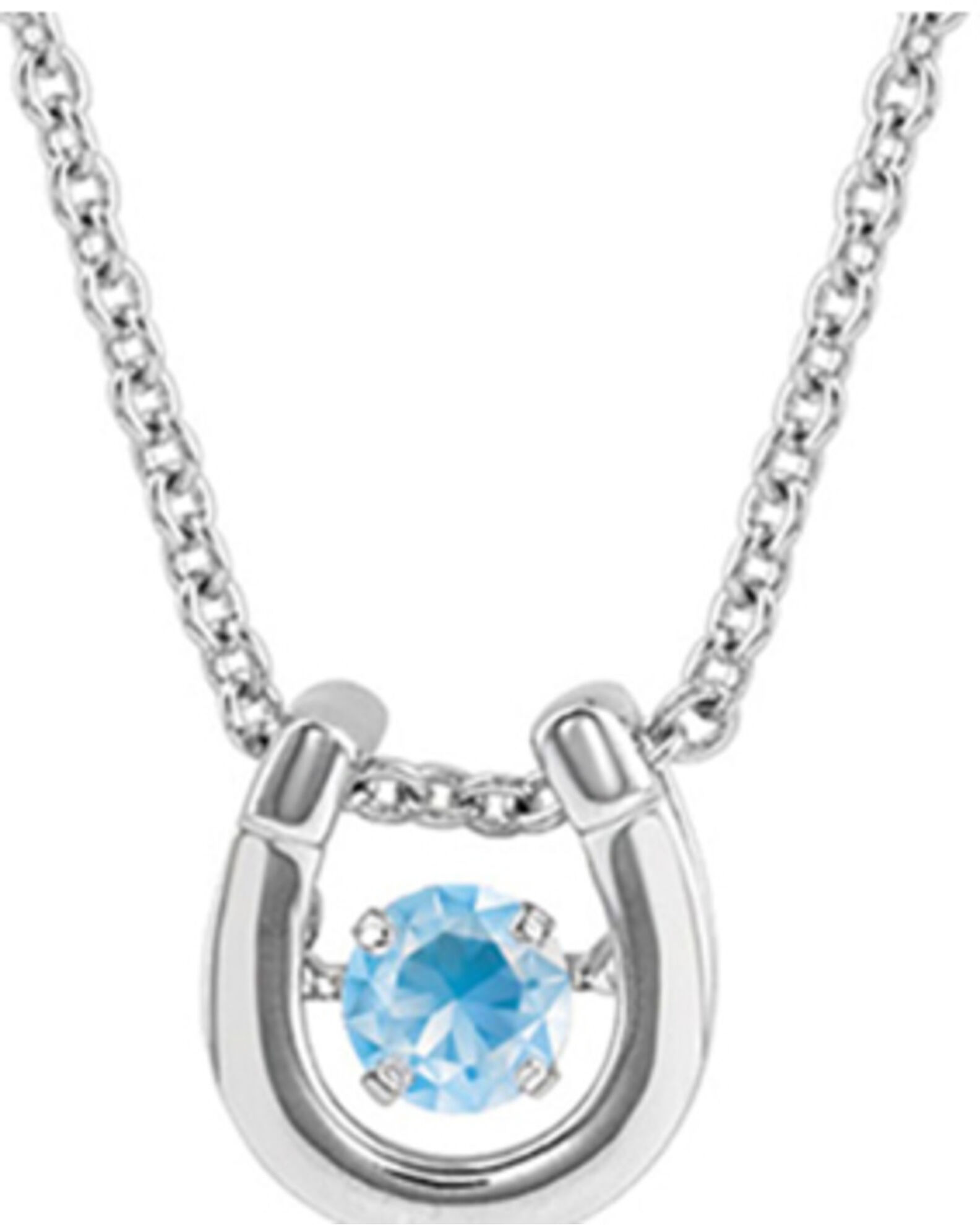 Image #1 - Montana Silversmiths Women's Dancing Birthstone Horseshoe Necklace, Silver, hi-res