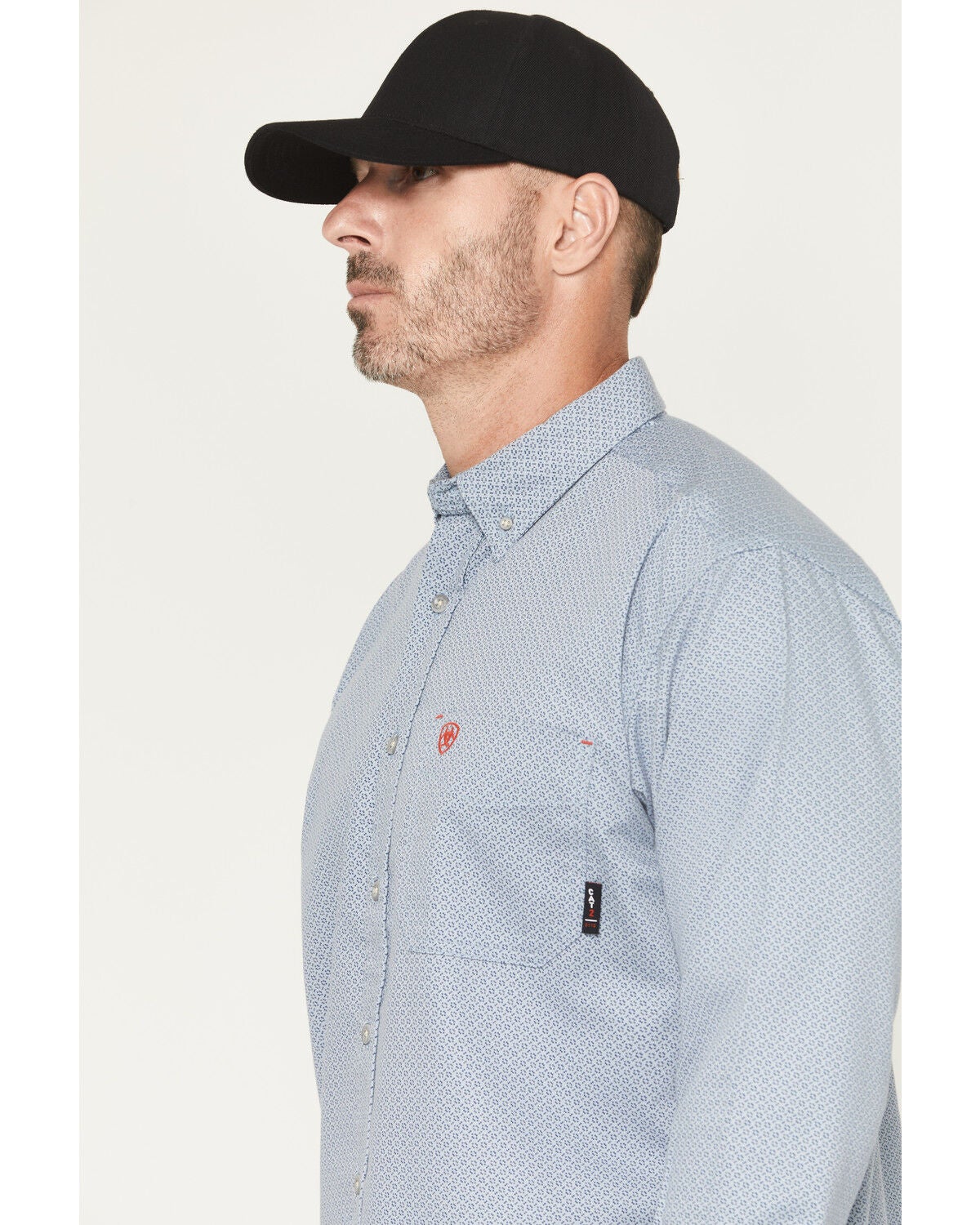 Image #2 - Ariat Men's FR Mantle Geo Print Long Sleeve Button-Down Work Shirt, Blue, hi-res