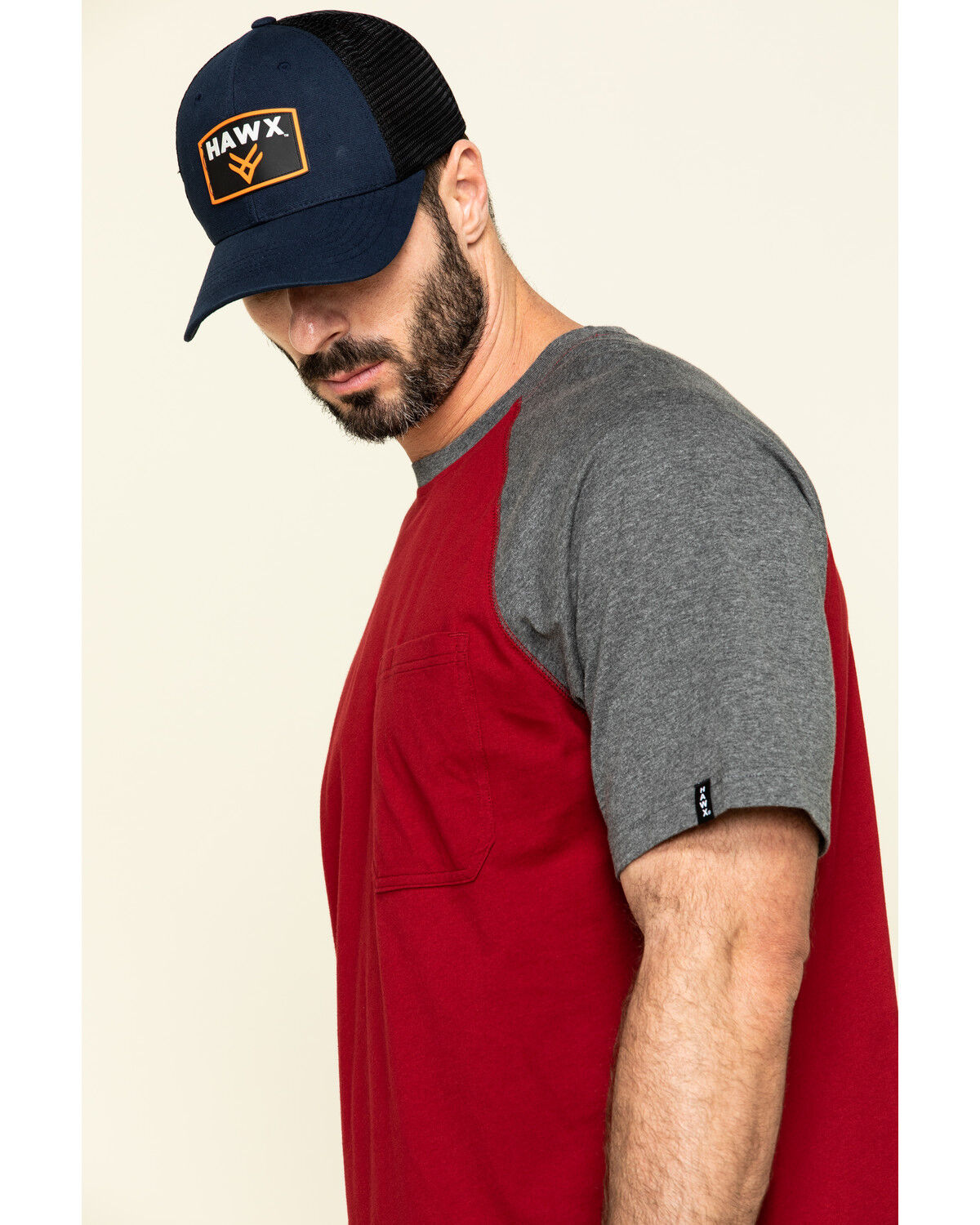 Image #5 - Hawx Men's Red Midland Short Sleeve Baseball Work T-Shirt - Tall, Red, hi-res