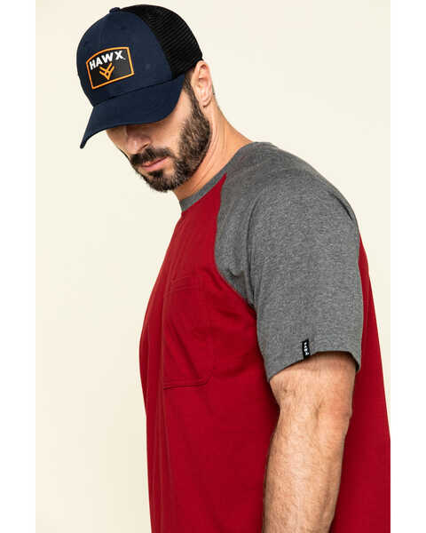 Image #5 - Hawx Men's Red Midland Short Sleeve Baseball Work T-Shirt - Tall , Red, hi-res