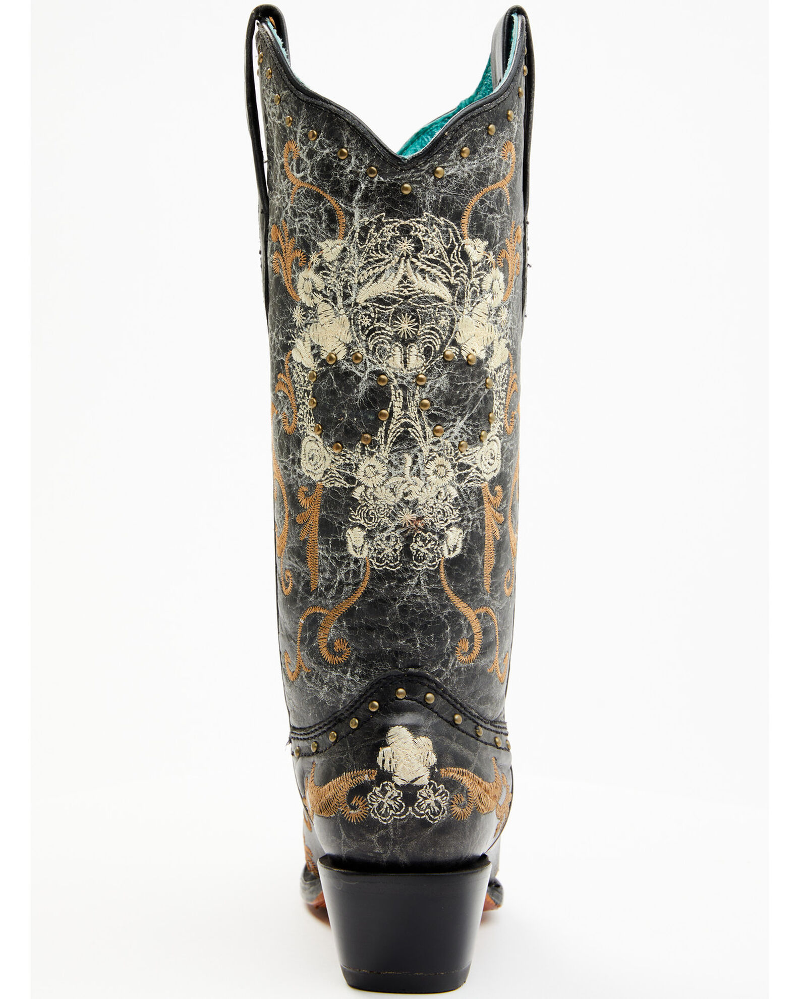 Corral Women s Floral Skull Embroidery Studs Western Boots Snip Toe Sheplers