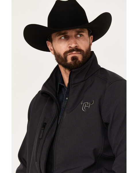 Image #2 - Cowboy Hardware Men's Logo Softshell Jacket, Dark Grey, hi-res