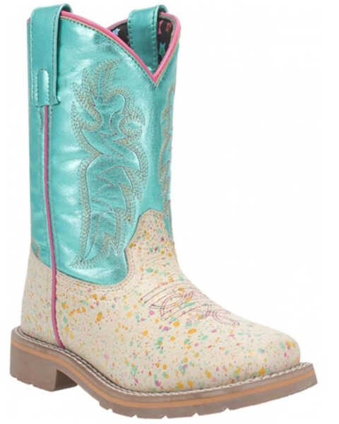 Image #1 - Dan Post Toddler Girls' Splatt Western Boots - Square Toe, Natural, hi-res