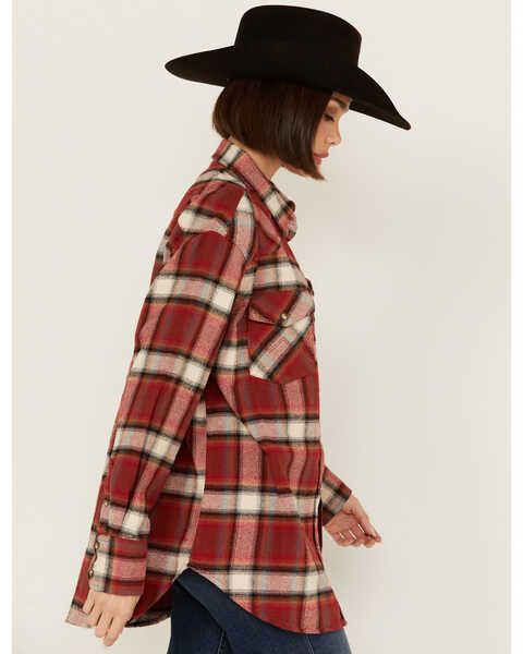 Image #3 - Wrangler Women's Plaid Print Long Sleeve Snap Boyfriend Flannel Shirt , Red, hi-res