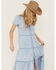 Image #2 - Revel Women's Short Sleeve Tier Midi Dress, Blue, hi-res