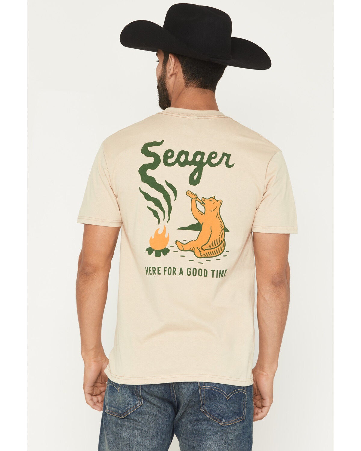 Seager Men's Smokey Short Sleeve Graphic T-Shirt, Cream, hi-res