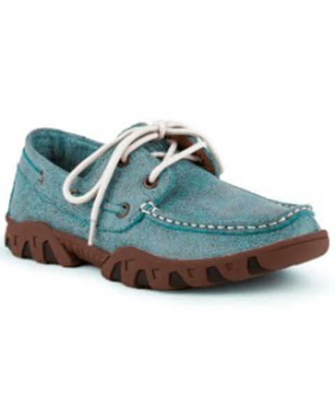 Image #1 - Ferrini Women's Loafer Shoes - Moc Toe, Turquoise, hi-res
