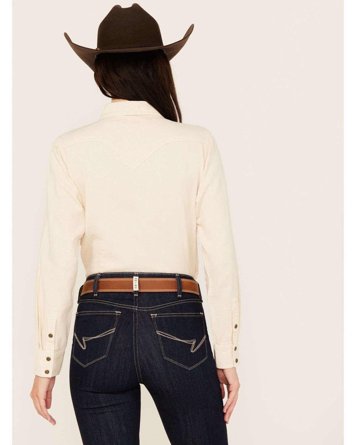 Image #4 - Ariat Women's Jurlington Solid Long Sleeve Snap Western Shirt, Cream, hi-res