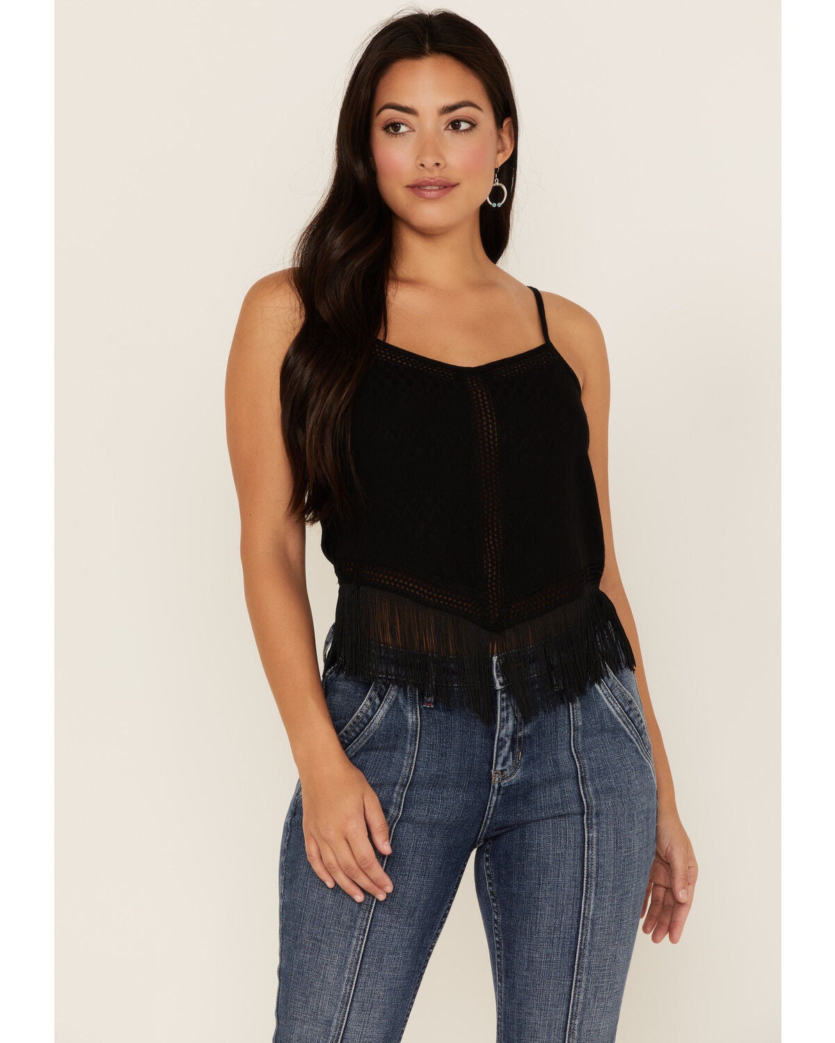 Idyllwind Women's Briarwick Fringe Tank Top, Black, hi-res