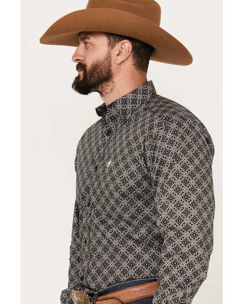 Image #2 - Ariat Men's Wyatt Stretch Classic Fit Long Sleeve Button-Down Western Shirt, Charcoal, hi-res