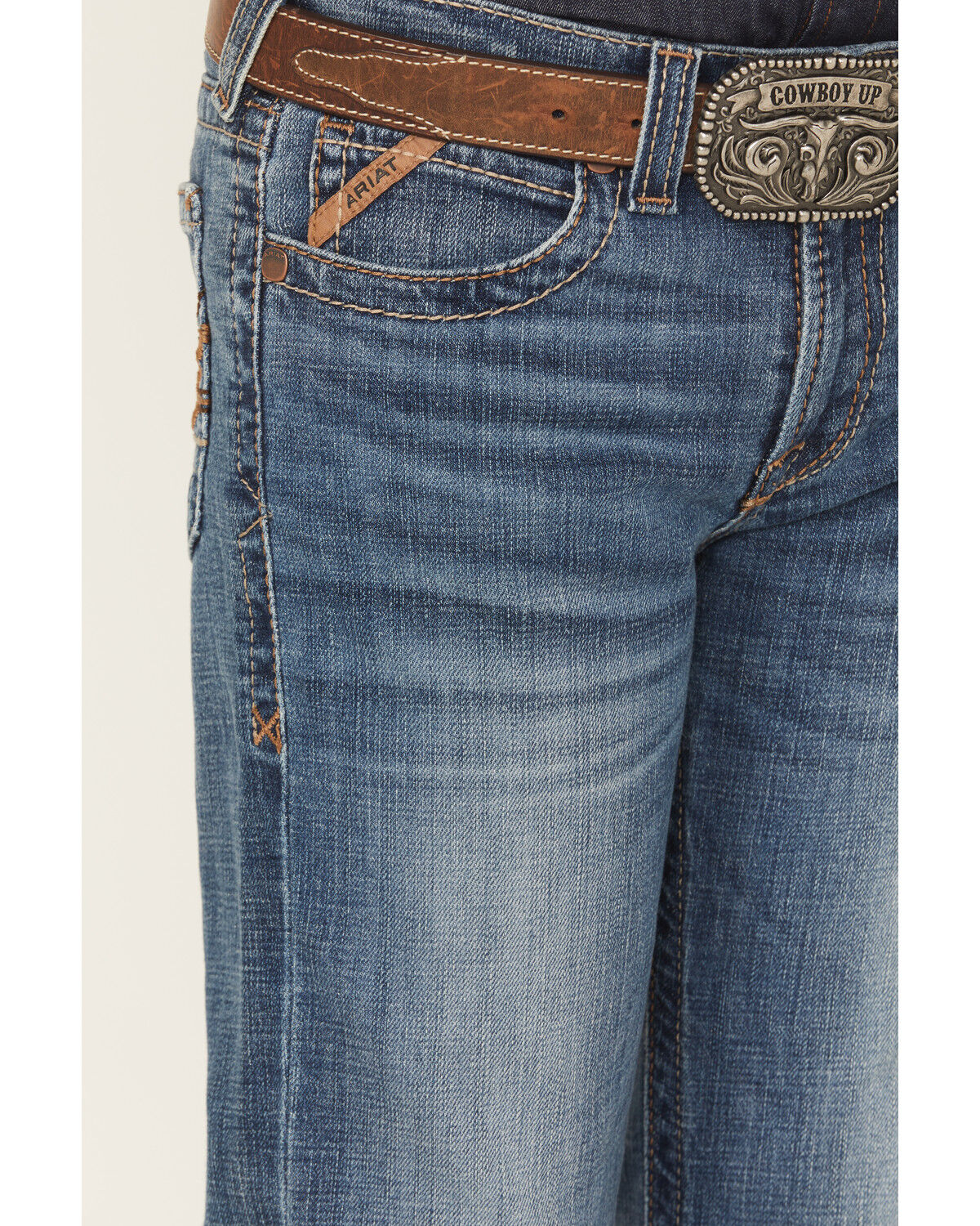 Image #2 - Ariat Boys' B5 Bennet Dark Wash Slim Straight Stretch Denim Jeans, Dark Wash, hi-res