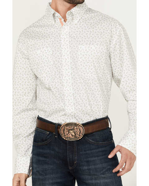 Image #3 - George Strait by Wrangler Men's Paisley Print Long Sleeve Button-Down Stretch Western Shirt, White, hi-res