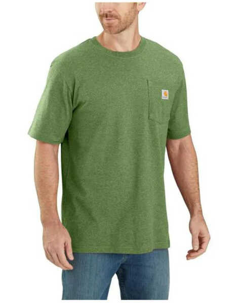 Carhartt Men's Loose Fit Heavyweight Logo Pocket Work T-Shirt, Forest Green, hi-res