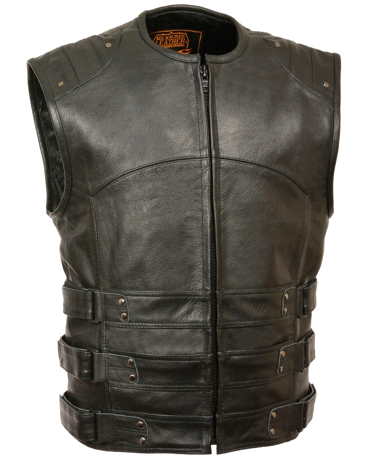 Milwaukee Leather Men's Updated SWAT Style Biker Vest, Black, hi-res