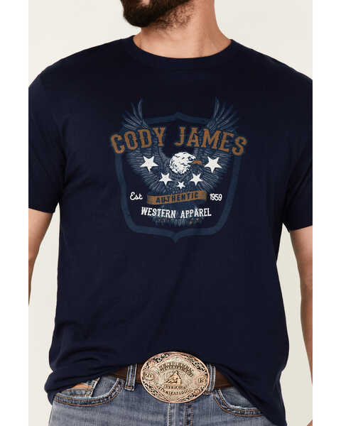 Cody James Men's Heather Navy Eagle Western Graphic Short Sleeve T-Shirt , , hi-res