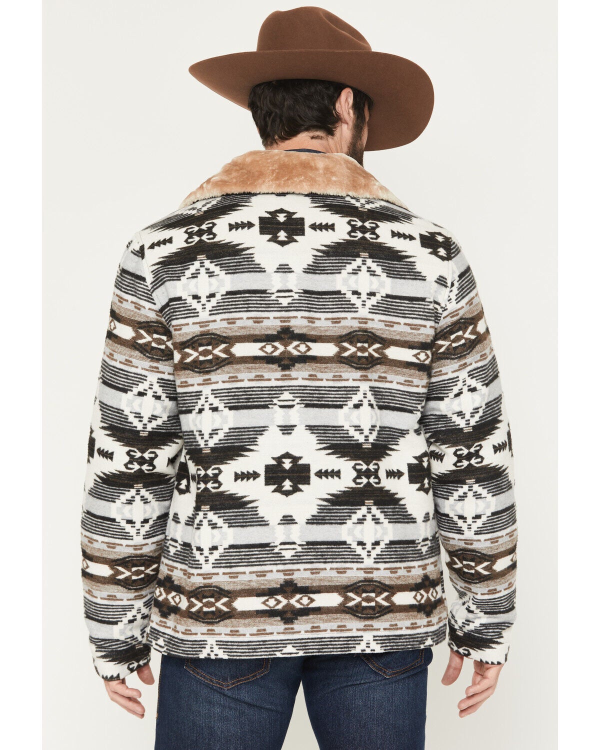 Image #4 - Rock & Roll Denim Men's Southwestern Jacquard Snap Jacket, Grey, hi-res