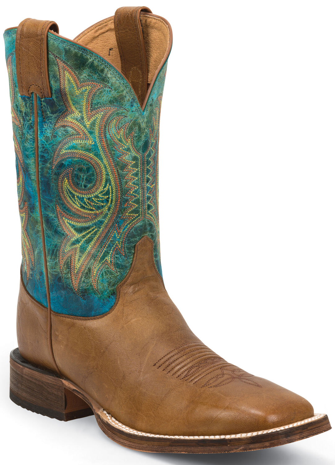 Image #1 - Justin Bent Rail Mottle Cowboy Boots - Square Toe, Tan, hi-res