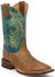 Image #1 - Justin Bent Rail Mottle Cowboy Boots - Square Toe, Tan, hi-res