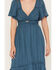 Image #3 - Angie Women's Eyelet Knot Front Short Sleeve Midi Dress, Teal, hi-res