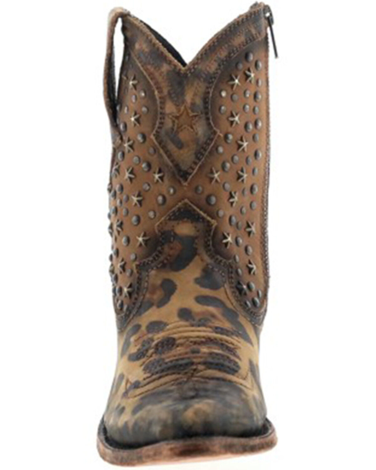 Image #4 - Caborca Silver by Liberty Black Women's Leopard Print Studded Short Western Boots - Snip Toe, Brown, hi-res