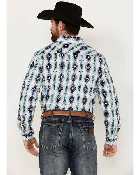 Image #4 - Panhandle Select Men's Southwestern Print Long Sleeve Snap Western Shirt - Big , Cream, hi-res