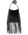 Image #1 - American West Women's Hair-On Studded Fringe Crossbody Messenger, Black, hi-res