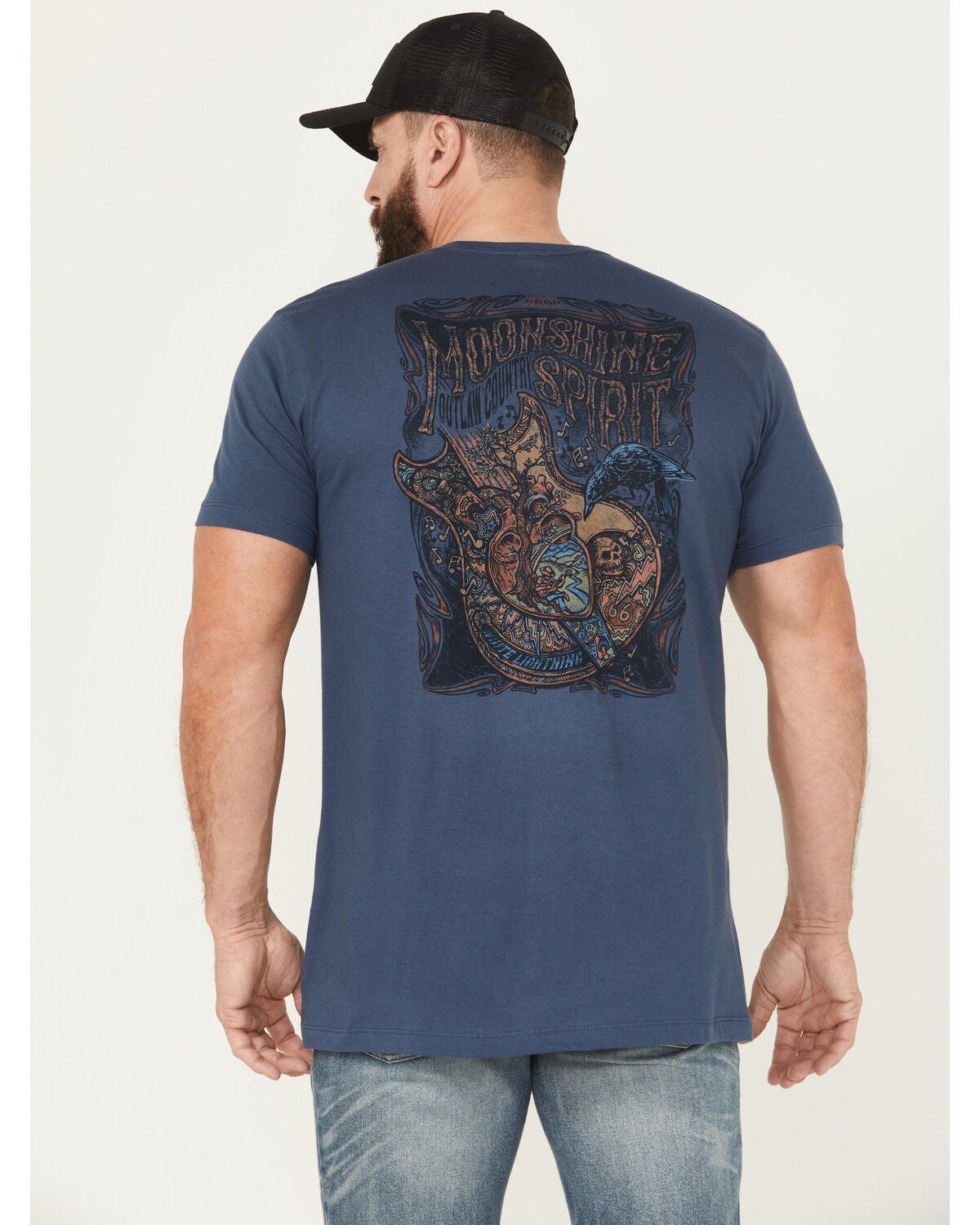 Image #1 - Moonshine Spirit&reg; Men's Heart Guitar Short Sleeve Graphic T-Shirt, Navy, hi-res